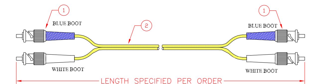 ST-ST Singlemode Fiber Cable Specification Drawing