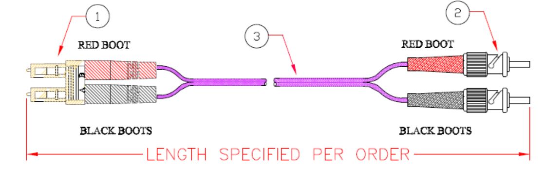 ST-LC OM4 Fiber Cable Specification Drawing