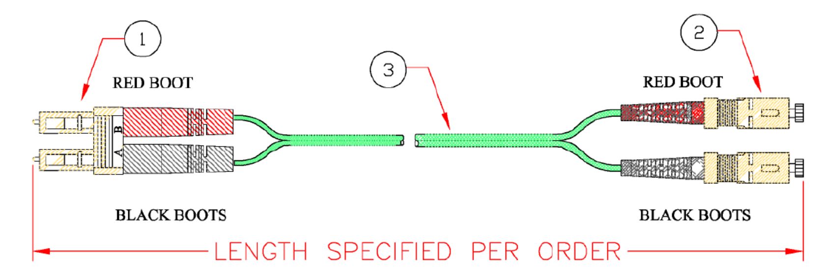 LC-SC OM5 Multimode Fiber Cable Specification Drawing