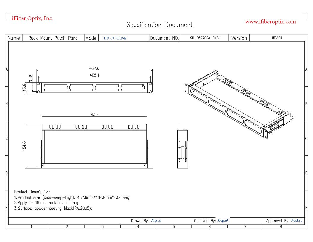 IFR-1U-OHSE dimensional drawing